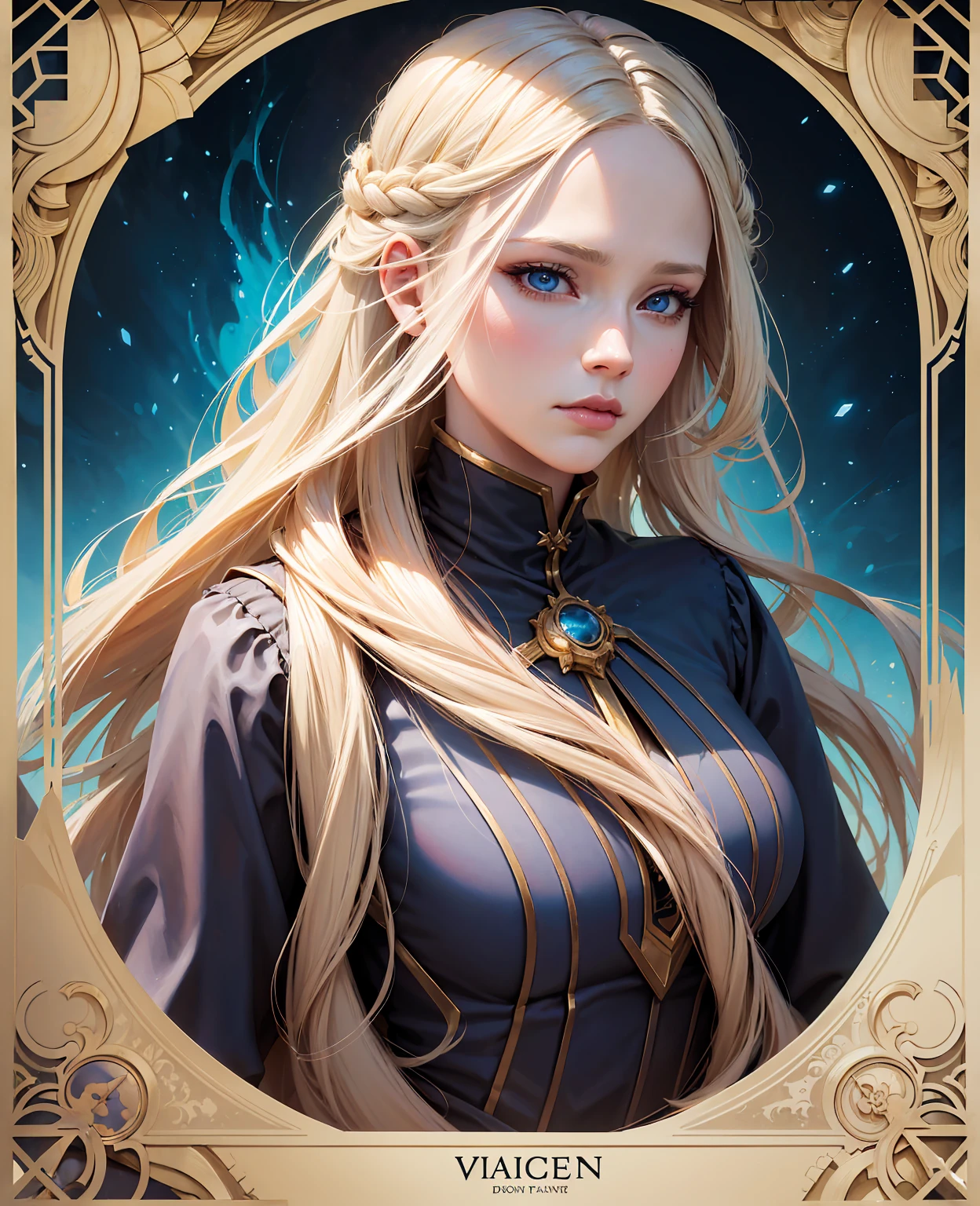 a close up of a woman with long blonde hair holding a cell phone, inspired by Magali Villeneuve, fantasy art portrait, fantasy portrait art, detailed matte fantasy portrait, alice x. zhang, fantasy portrait, epic fantasy art portrait, beautiful fantasy art portrait, magali villeneuve', graphic artist magali villeneuve, fantasy genre portrait, epic fantasy digital art style