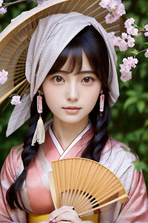 Woman in Kimono holding fan in front of tree, Japanese woman, Japanese model, Portrait of Japanese girl, Elegant Japanese woman, Portrait of Japanese , Traditional beauty, Beautiful Japanese girl face, Japanese goddess, Traditional Japanese, Young Japanese gravure idol