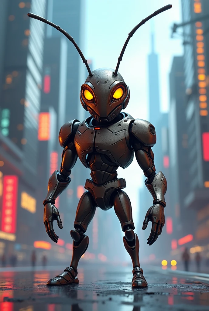 Futuristic ant image animation with Dwayne Johnson mask