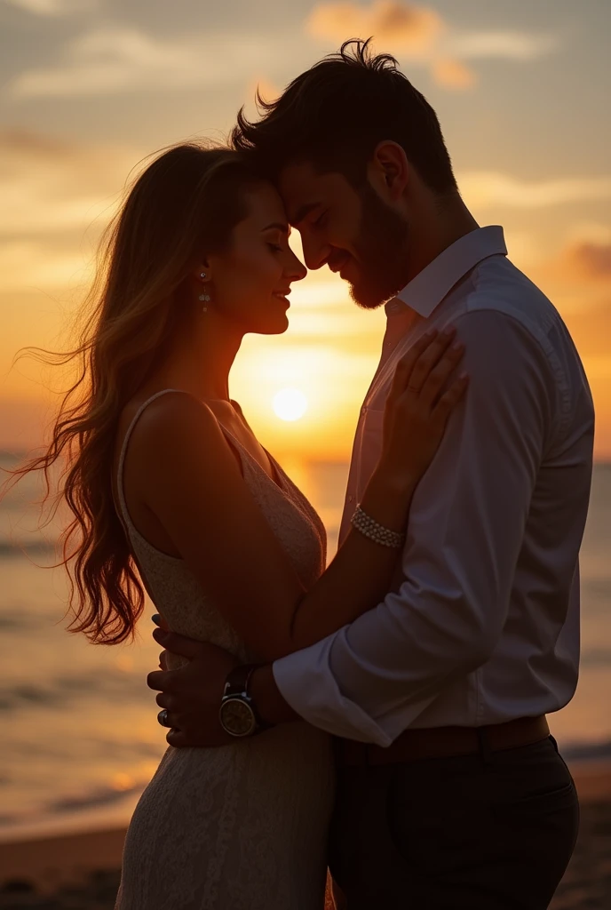 A woman and a man making love