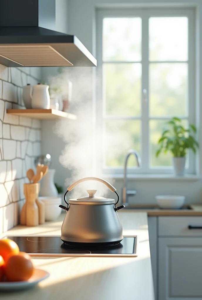 In a kitchen, heat water