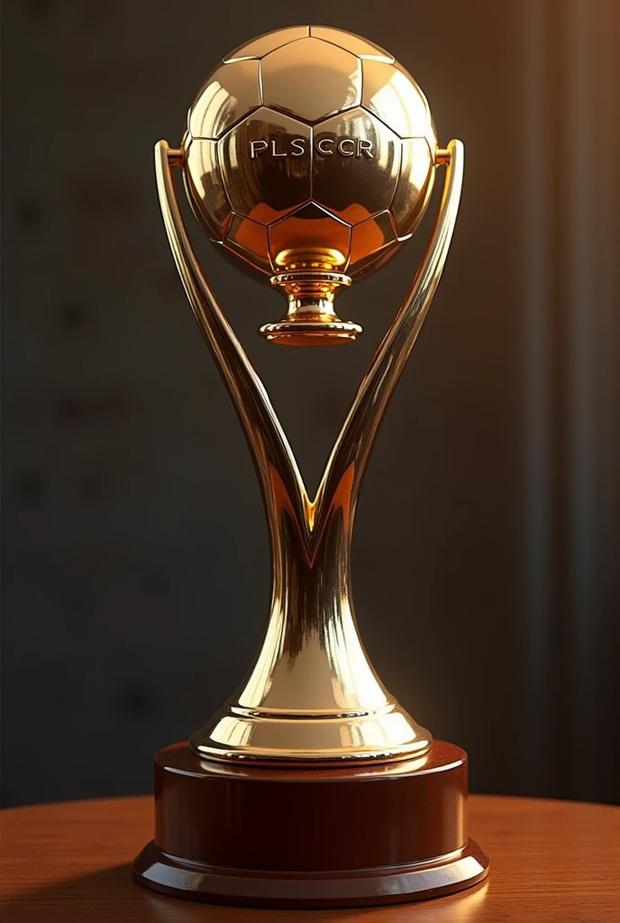 A football trophy PLSCR engraved on it 
