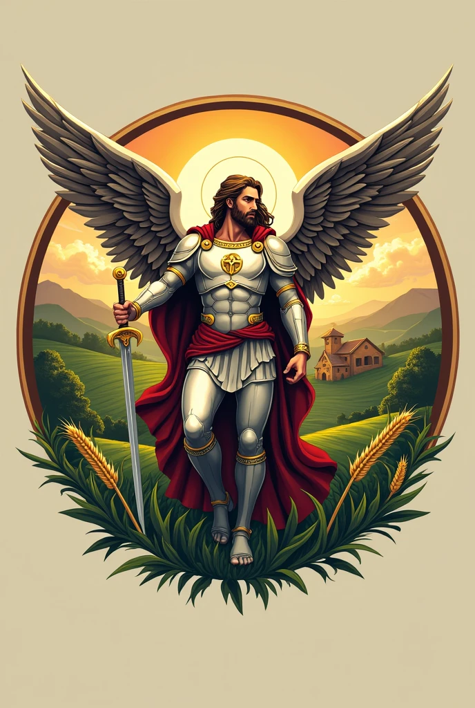 Make a logo for a farm that is Archangel Michael