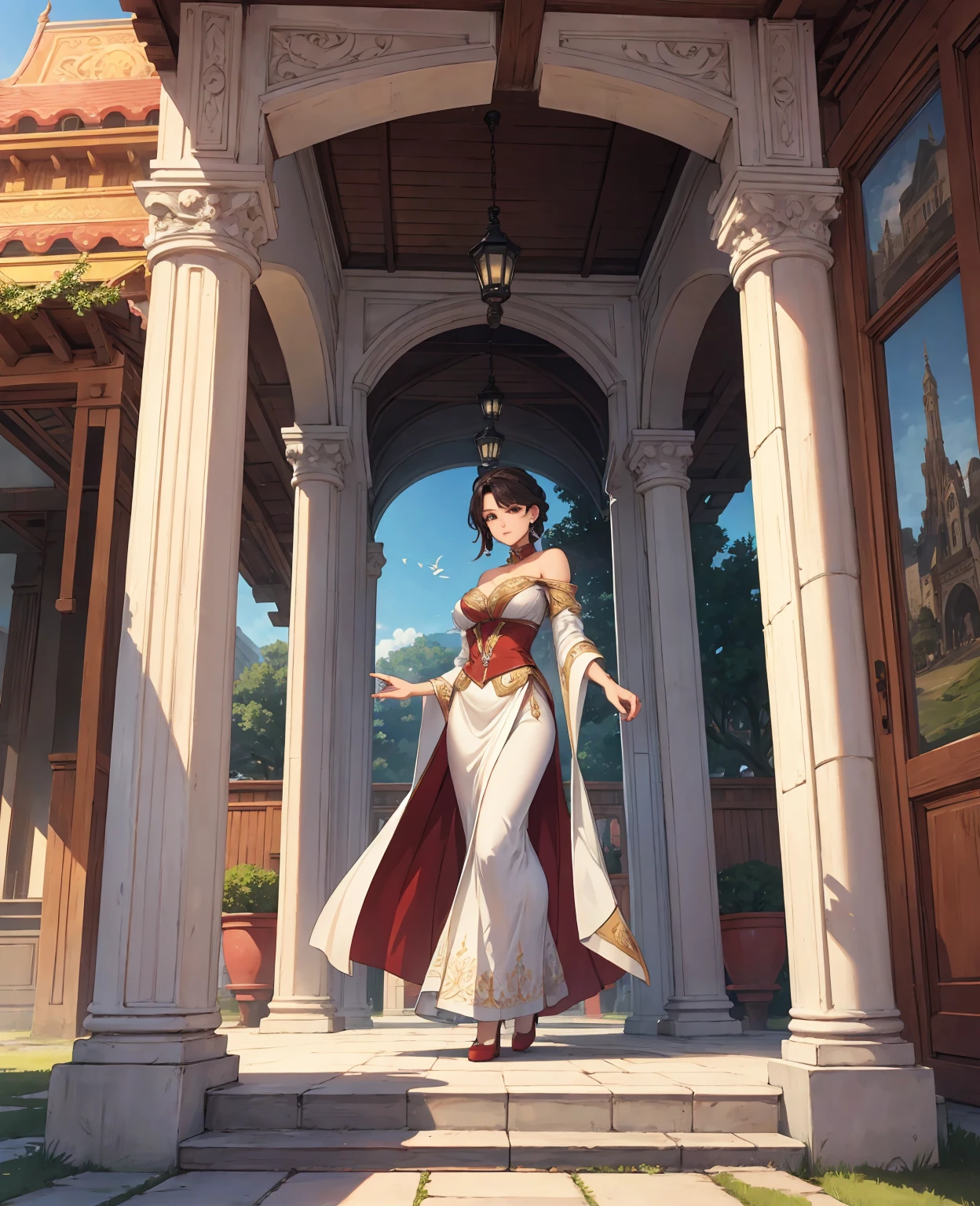National style, background, pavilions, magnificent, exquisite, beautiful, masterpiece, beautiful details, official art