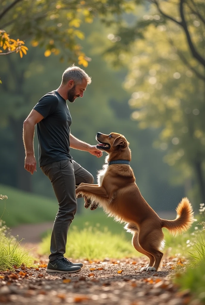Man kicking a dog