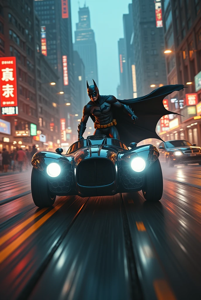 Batman racing against Dick the crook