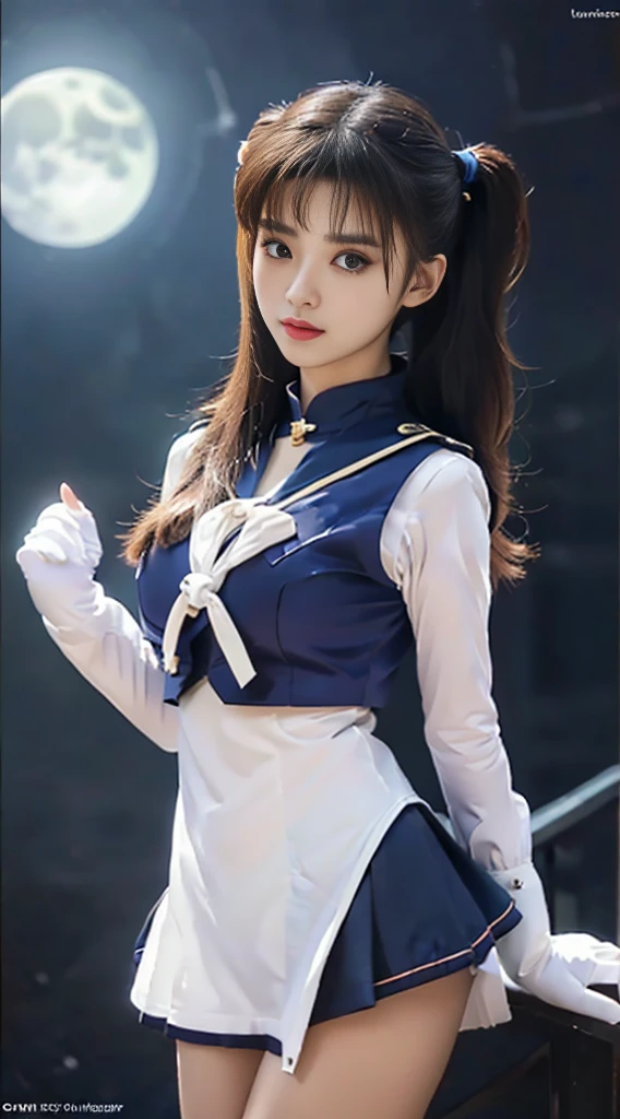 NSFW,table top、full:1.3、stand、8K、。.3d、realistic、super micro photography、highest quality、Wallpapers with extreme details CG Unity 8K、from below、intricate details、(1 female)、28 years old、(sailor moon:1.6 Super Bishoujo Senshi sailor moon Mer1、Nether Warm Wind,land、sailor warrior uniform Sailor:1.5、sailor moon:1.5,Eternal sailor moon)、(Incredibly long and bright blonde pigtails:1.4、thin and very long straight twin tail blonde, bun hair、Red round hair ornament for bun hair)、((sailor warrior uniform、sailor color,pray miniskirt:1.5、Glossy pleated mini skirt:1.3、big red ribbon on the chest,,,,,、white long latex gloves,red gloves on the elbows、A gorgeous golden tiara on the forehead、ear nipple rings,Gorgeous Golden Jewels))、Extremely thin and fitted high gloss white holographic leather、High-gloss white latex high-leg swimsuit that shines like oil,(facial details:1.5、bright blue eyes、Beautifull expression、beautidfull eyes、Iris overview, shining eyes、thin lips:1.5、thin and sharp pale eyebrows,、long and thick eyelashes、double eyelashes、thin, thin and muscular,,,、small face、tall and big breasts、perfect proportions、big breasts thin waist、sexy model posing、dynamic pose,visible pores、enchanting smile、perfect hands:1.5、octane rendering、very dramatic picture、(The divinity of the moon,space background、moonlight rays、moon、dynamic background、exquisite light and shadow、dynamic angle、detailed background),strong natural light、sunlight、Digital single-lens reflex camera、sharp focus: 1.0、Maximum clarity and sharpness