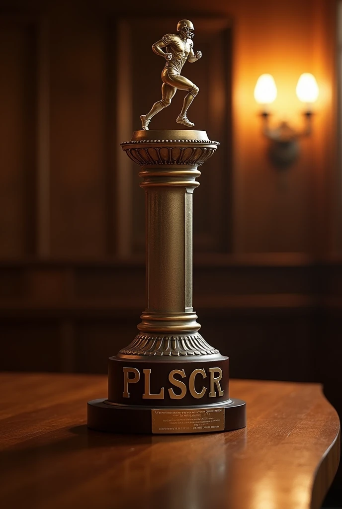 A football trophy PLSCR designed on it 
