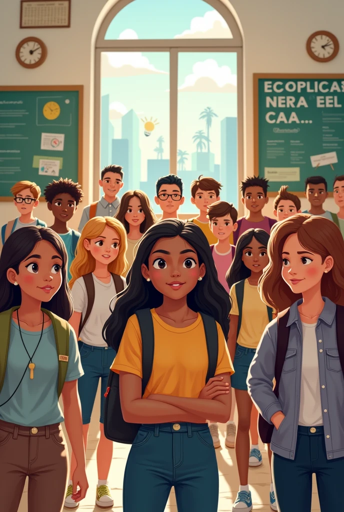 Create an image that conveys education, peace, and a fight against school violence, and includes the message "Forjando un futuro mejor y un ambiente más seguro" in Spanish.