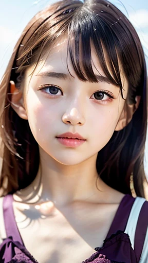 ((SFW:1.6)),(masterpiece, Highest quality:1.2), 8k, Absurd, (Upper Body:1.2), violet, Gardenia, beautiful girl, (Pretty face, Detailed face:1.2), Small breasts、 View your audience, Film Grain, chromatic aberration, Sharp focus, High resolution, Face Light,Small breasts、Nud、,japanese idol girl,