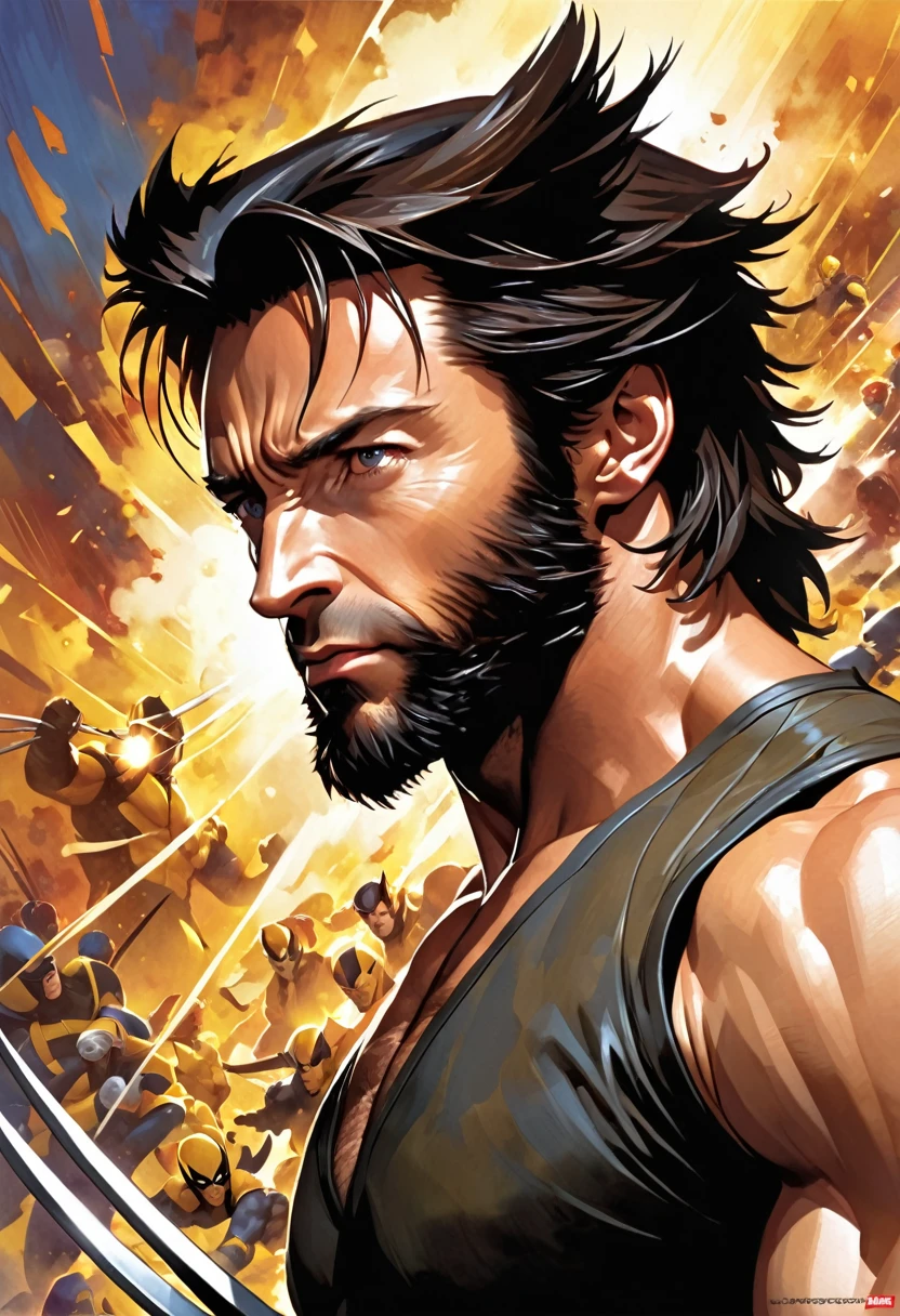 (wolverine) muscular,exaggerated muscles,(((8k, La mejor calidad, obra maestra: 1.4))), ultrahigh resolution, ultra detallado