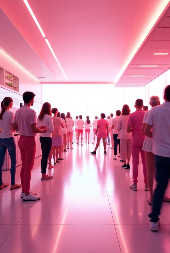 End line (takeout) with pink and white colors