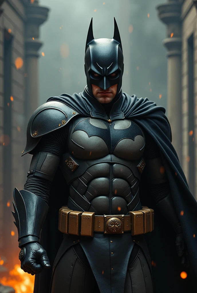 adolf hitler being defeated by batman in armor