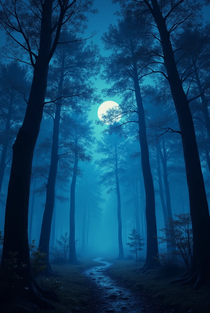 Night forest painting style