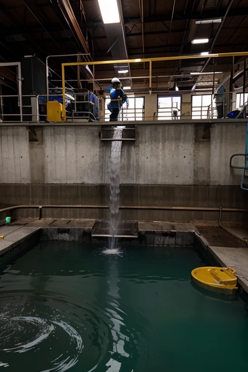 Make me a picture of how coliforms are eliminated in a water plant 