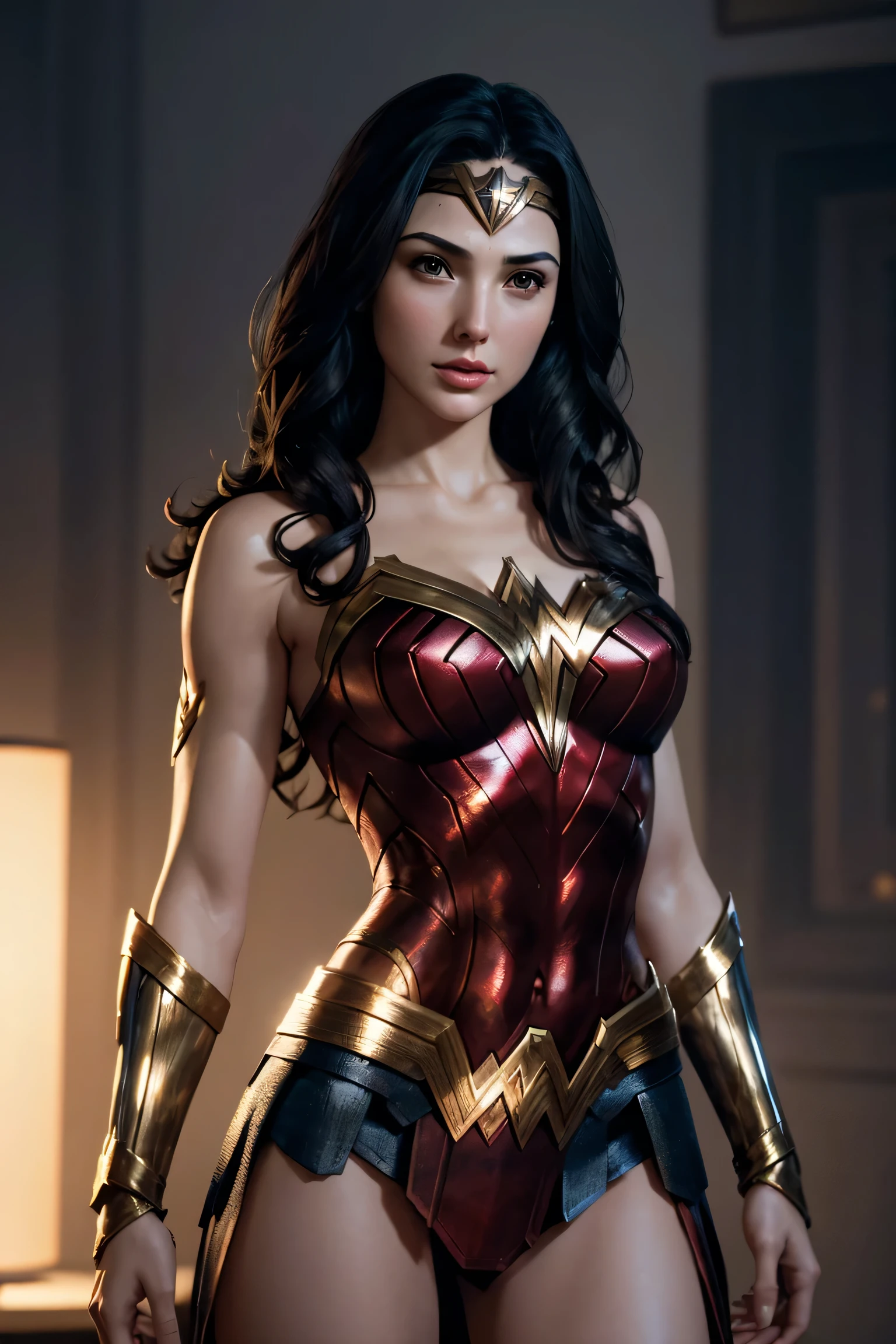 Gal Gadot, elegant sexy clothes, Wonder Woman, character portrait, medium hair, intricate, elegant, highly detailed, digital painting, artstation, concept art, smooth, sharp focus, illustration, art by wlop, charlie bowater and alexandra fomina
