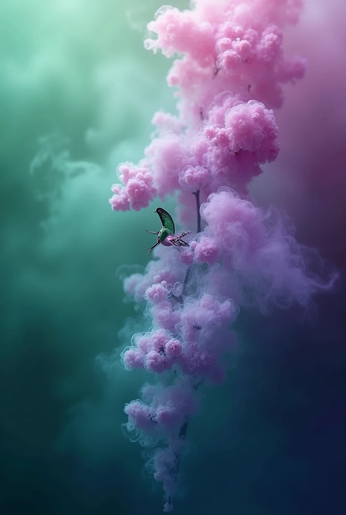 Make a good green red lilac background and have a lot of lilac, a lot of green and a lot of blue, a lot of blue and no flowers and make it smoke.