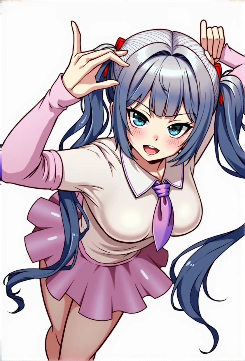 This character with her back turned half naked with her clothes half torn showing her whole ass, the anus and the vagina, and have sexy panties and a sexually lascivious face