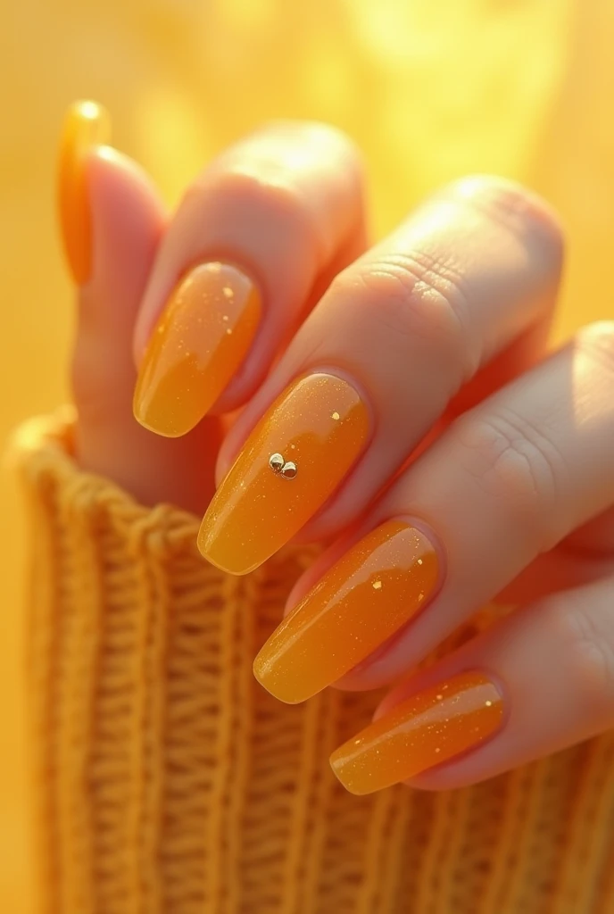 Nails ispired by gold orange honey