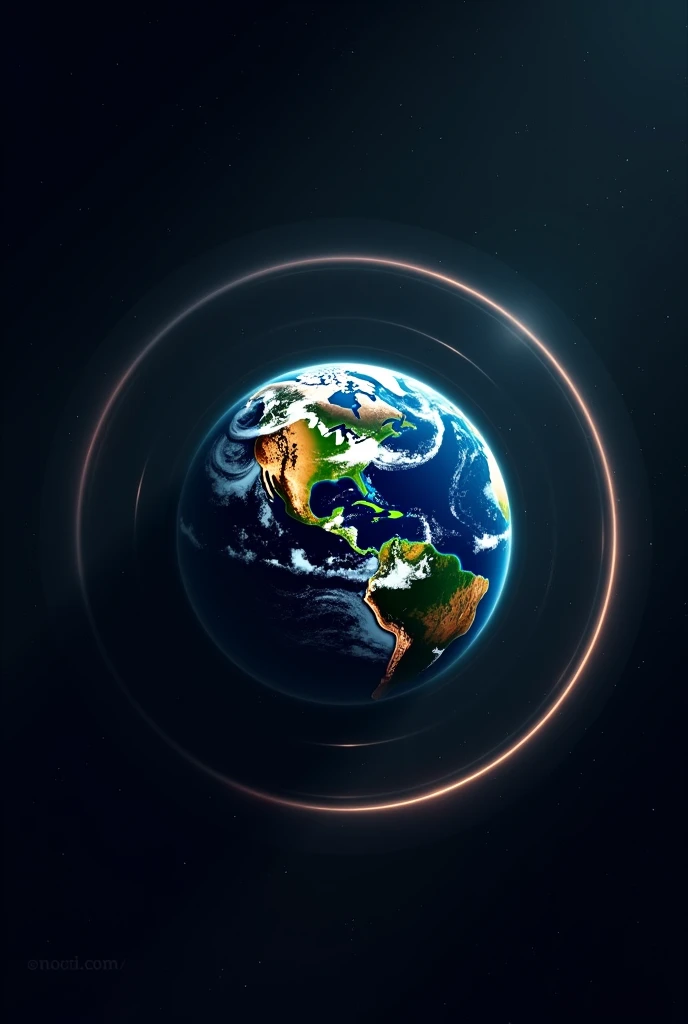 Planet earth with four circles around it
