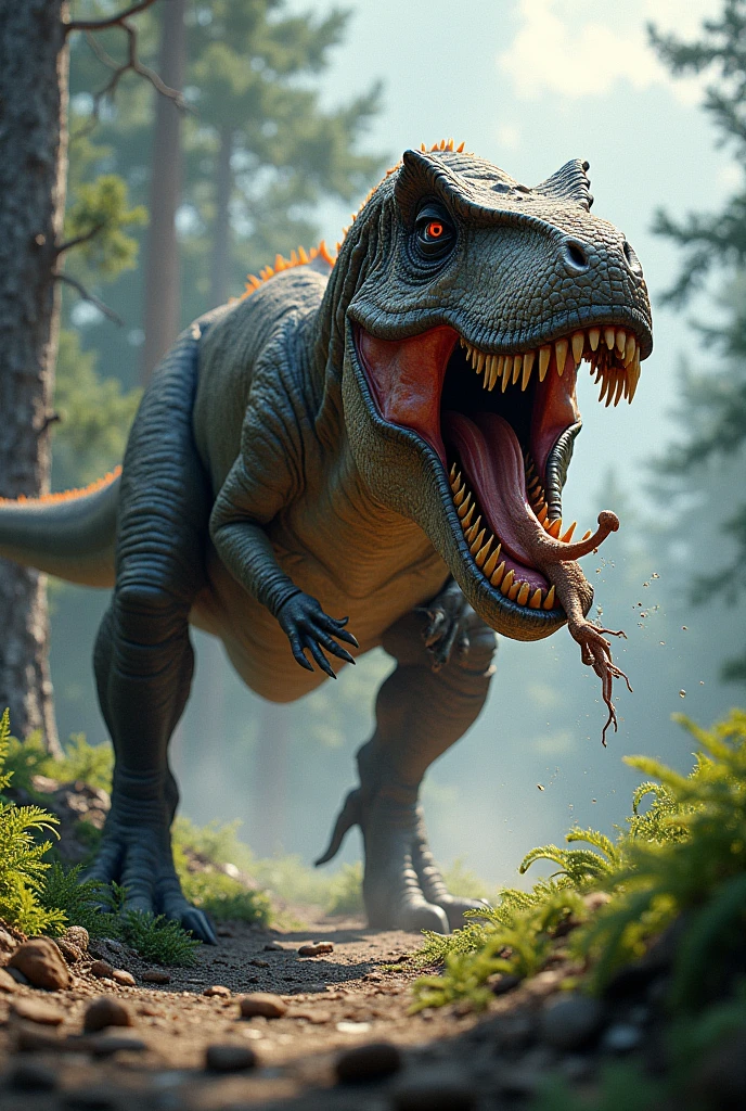 Draw a picture of a Tyrannosaurus catching its prey