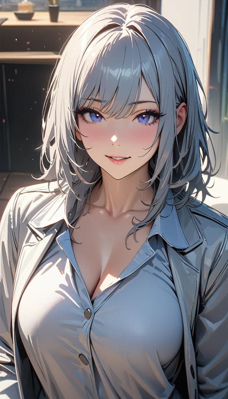 masterpiece , modern, Verism, masterpiece, super detail, best quality, 4K ,((Adult face)), woman,Wearing a white coat,Mature woman