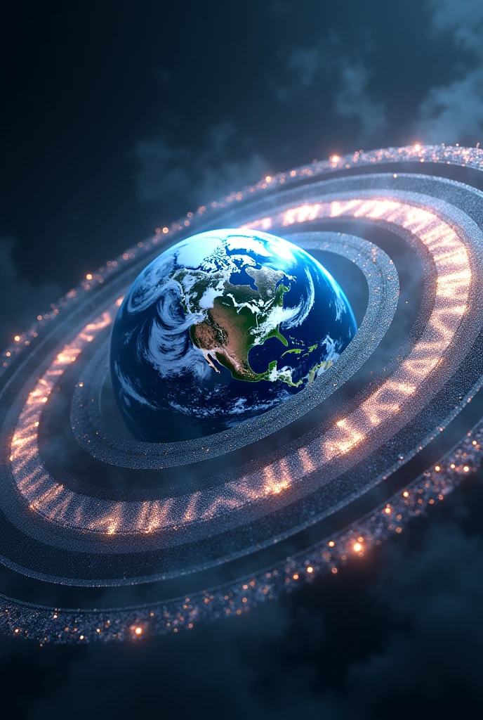 Planet earth with 4 rings 
