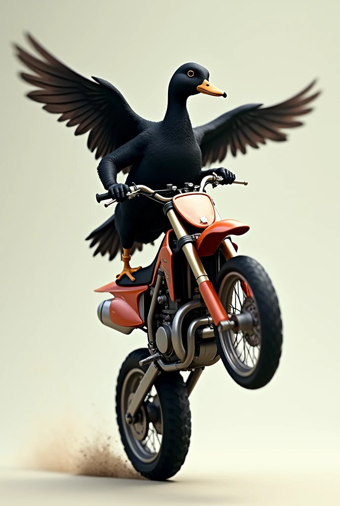 black duck.
Wheelie on a motorcycle, one wheel giving a grade
