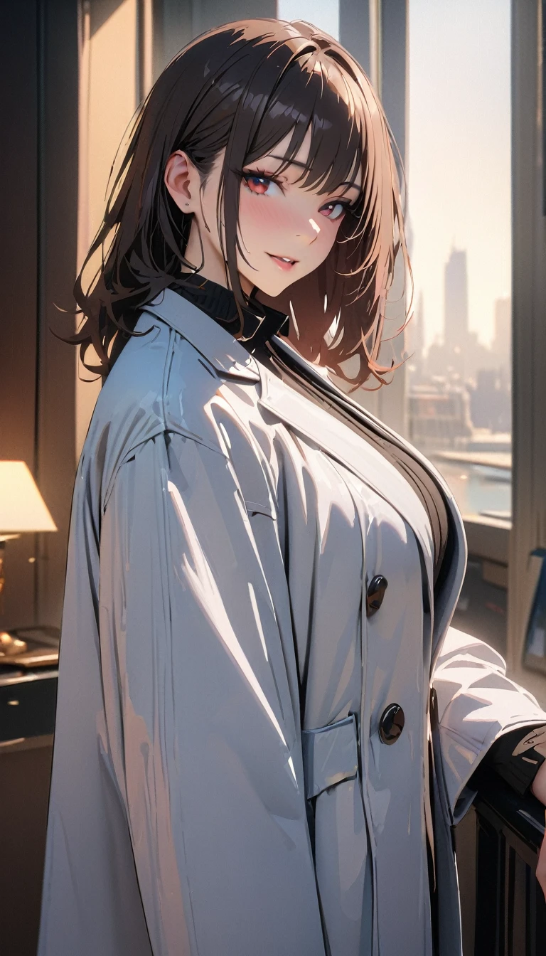 masterpiece , modern, Verism, masterpiece, super detail, best quality, 4K ,((Adult face)), woman,Wearing a white coat,Mature woman

