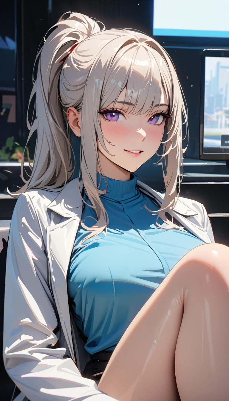 masterpiece , modern, Verism, masterpiece, super detail, best quality, 4K ,((Adult face)), woman,Wearing a white coat,Mature woman