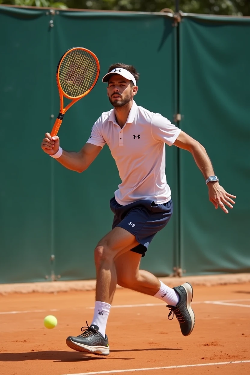 padel player playing with an orange instead of a padel ball