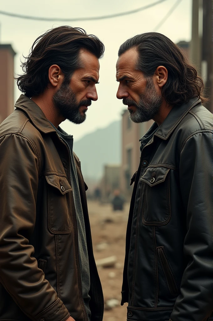 Create a man with brown hair Rick Grimes from The Walking Dead with Negan Smith 