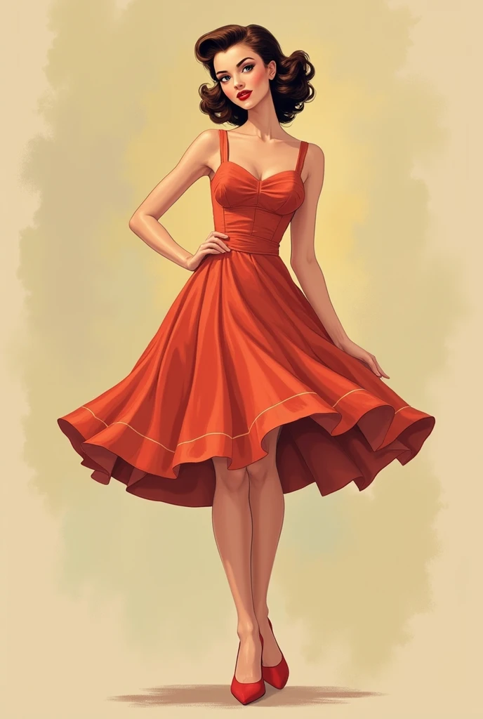 chat create an illustration of a 50s woman without clothes 