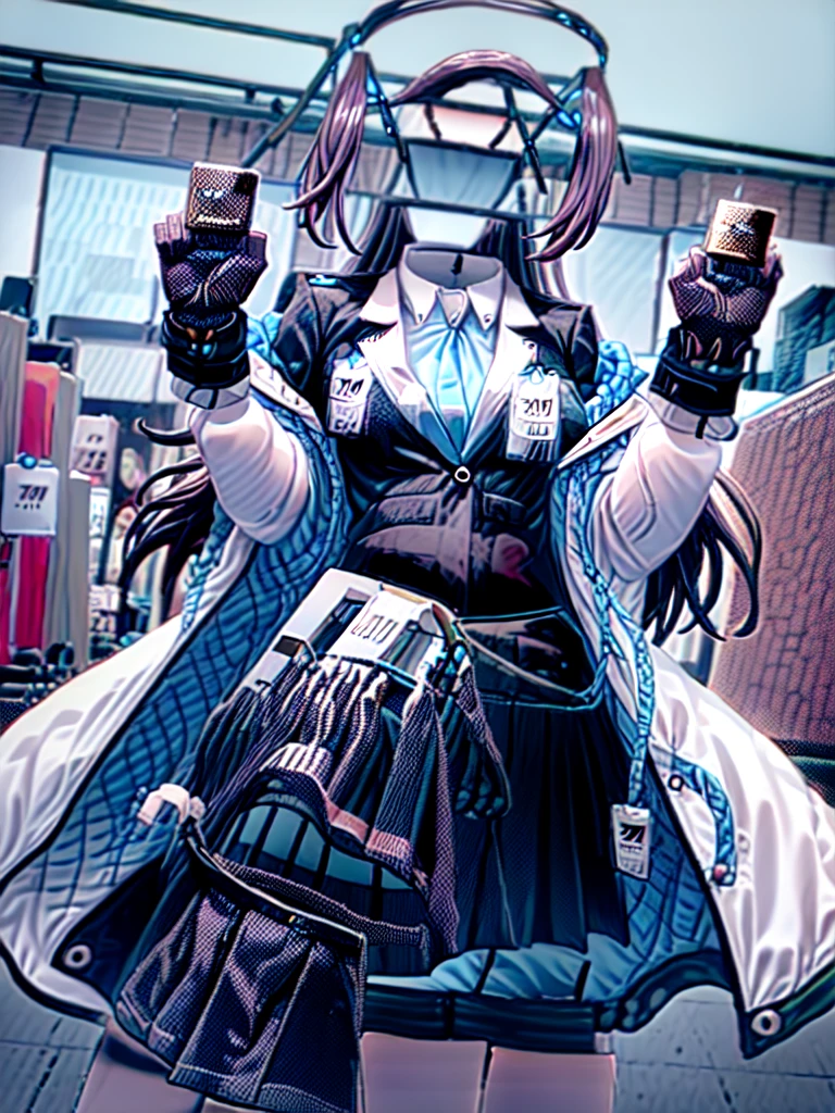 Hayase yuuka uniform (invisible, no humans, Headless, Faceless:1.5), cute big breasts, Ridiculous, High resolution, Super detailed, clothing details