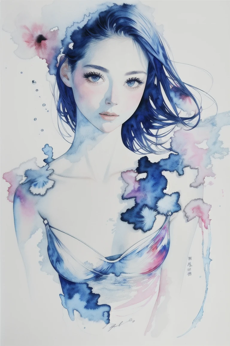 (figure:1.2),masterpiece, Highest quality, One girl,watercolor \(Moderate\) Painting, 