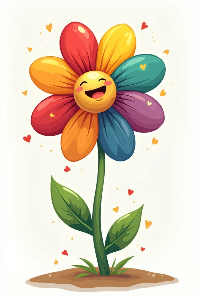 A cartoon style rainbow flower written end in Portuguese 