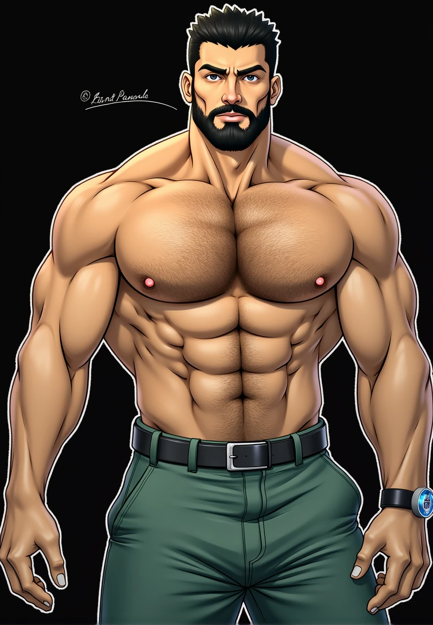 White man with black hair five o’clock shadow muscular build wearing a police uniform