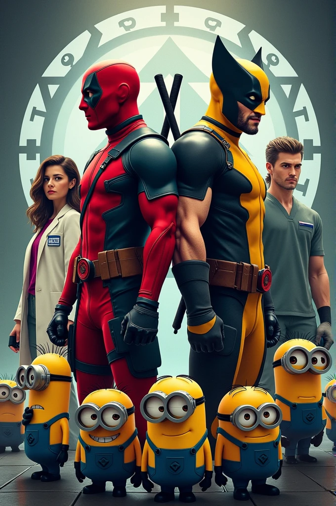 Deadpool Wolverine movie cover, Despicable Me 4, grey's anatomy, round 6 together side by side