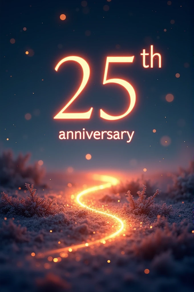 Image for invitation with a light trail in the background with the slogan of 25th anniversary