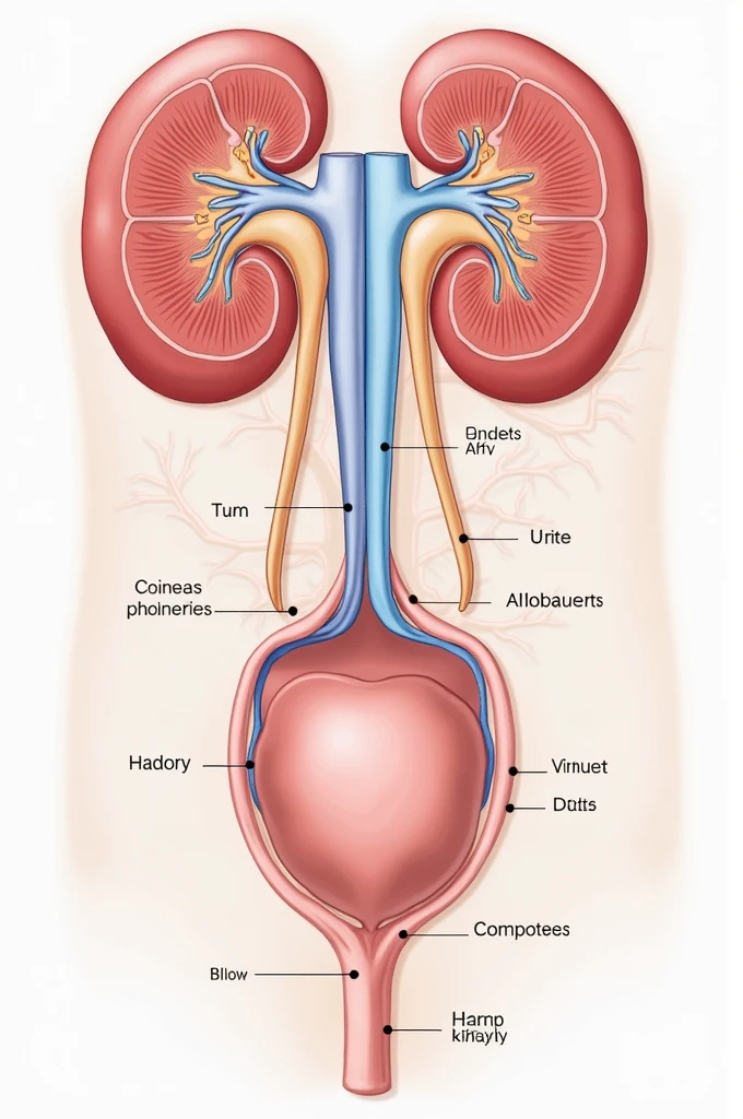Create an image with their respective names on kidney irrigation 