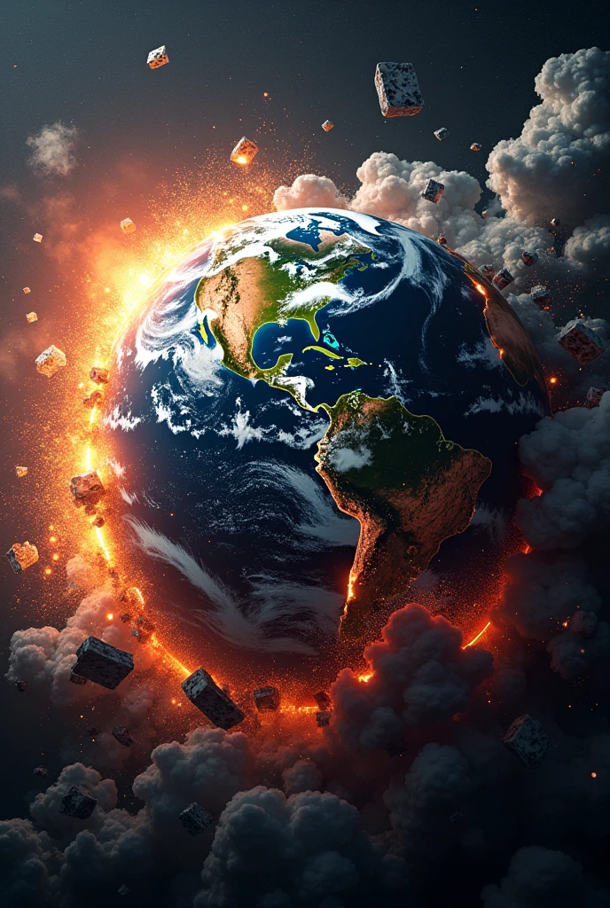 3d planet earth exploding