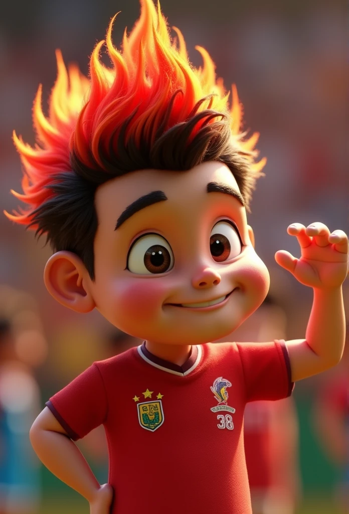 Cartoon character of a Flamengo fan, stylized character, animation style rendering, 3d stylized, Arnold Maya rendering, Stylized 3D rendering, toon render screenshot, 3d character, 3d character, Stylized 3D rendering, 3D character rendering, cartoon character, Personagem de close up, character posing, (Pixar-style) (master part:1.2) (bokeh) (best qualityer) (skin detailed) (detailed texture) (8k) (Argilla) (cinematic lighting) (sharp focus