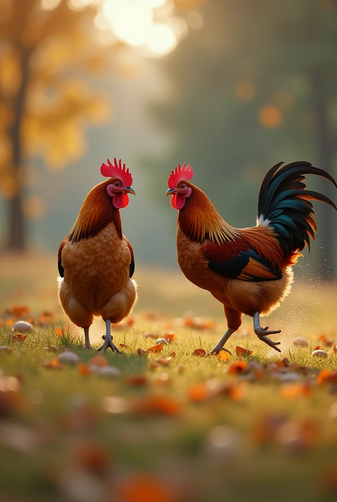couple chasing a chicken