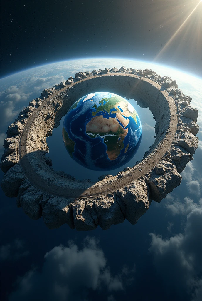 Rocky ring around planet Earth