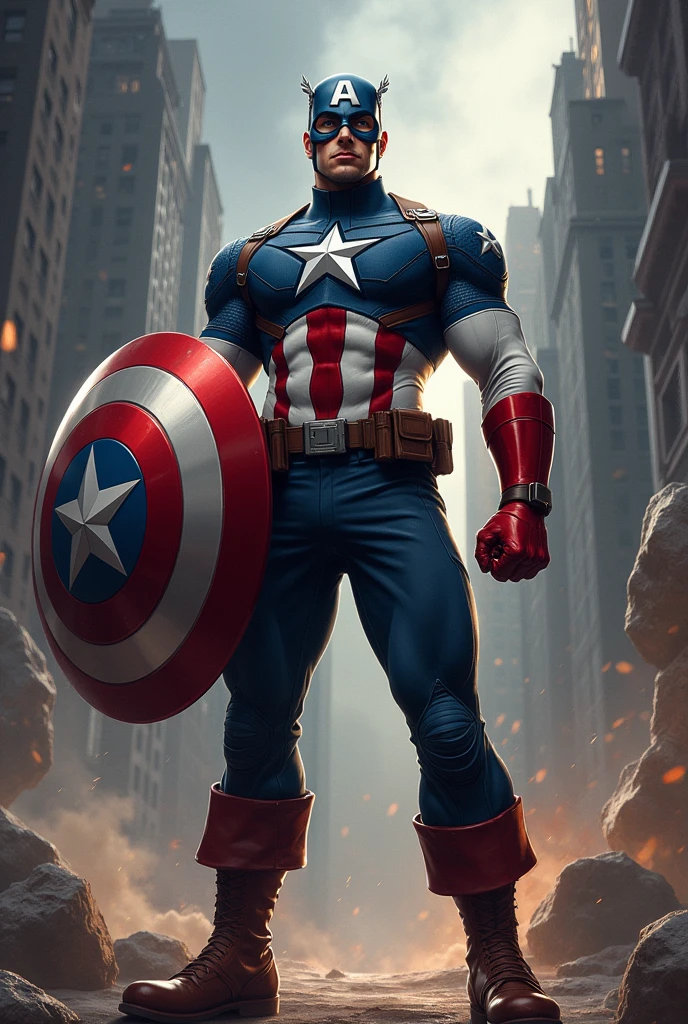 Image of Captain America with his sausage-shaped shield posing cool
