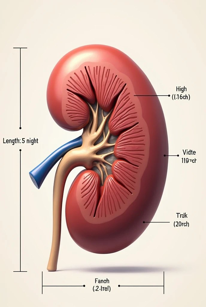 Create an image of the kidney dimensions 