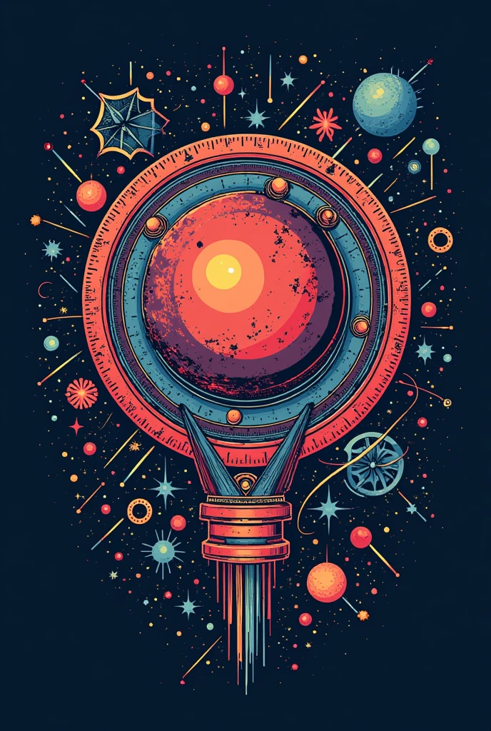 T-shirt with geometric patterns, science funter design, illustration style, best quality images
