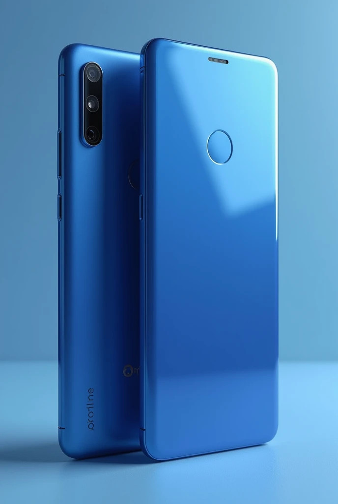 Realistic phone for a brand called Qphone Front and back, The color blue