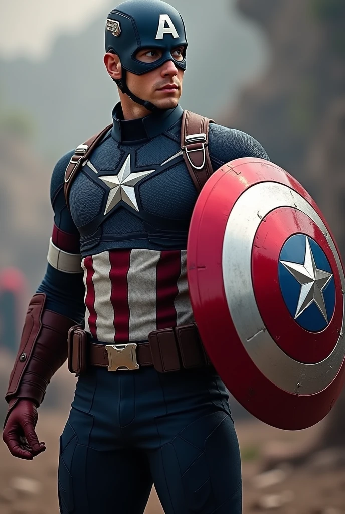 IMAGE OF CAPTAIN AMERICA WITH HIS SAUSAGE-SHAPED SHIELD