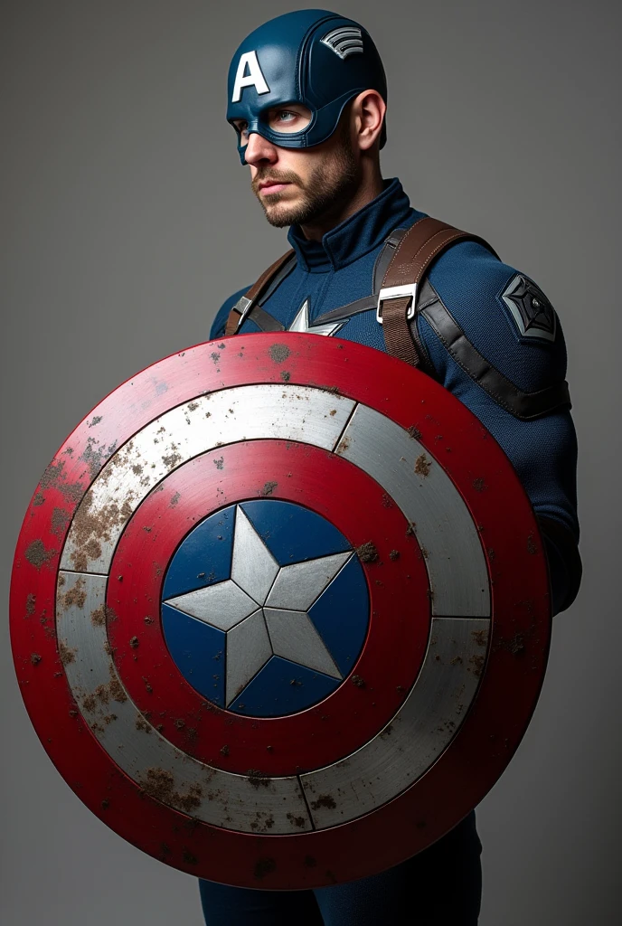 IMAGE OF CAPTAIN AMERICA WITH HIS SAUSAGE-SHAPED SHIELD